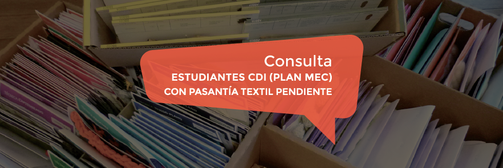 Consulta a estudiantes CDI (Plan MEC) con pasantía textil pendiente