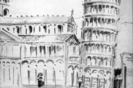 Torre de Pisa (Italia). Croquis de Fresnedo Siri, R.