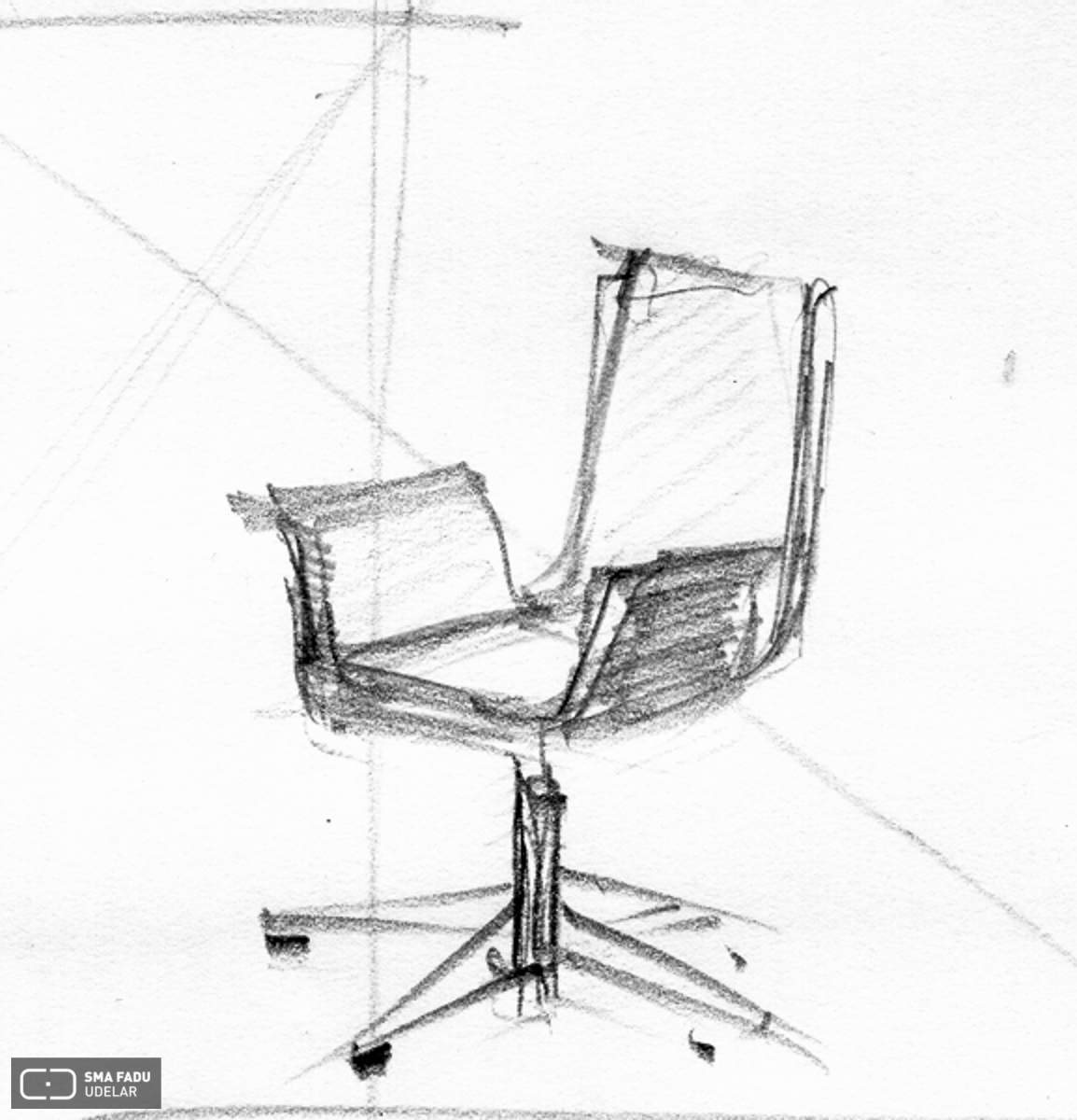 Diseño de silla para oficina. Croquis de Fresnedo Siri, R.