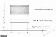 Diseño de sillón para edificio Varig. Alzado frontal acotado de Fresnedo Siri, R.