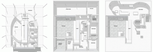 Plantas perspectivas de la Villa Saboya. Extraído de: http://bit.ly/1Efxwme