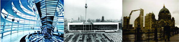 Fig. 03. La cúpula del Reichstag de N. Foster / El Palast der Republik en los ´80 y su demolición en 2006. 