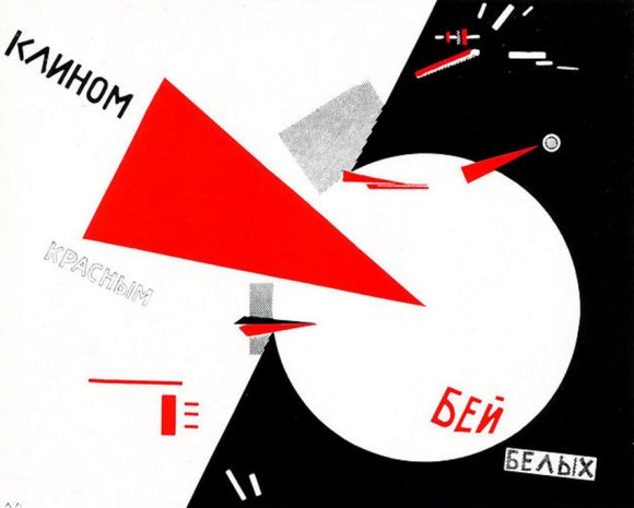 Figura 4: El Lissitzky: “Golpea a los blancos con la cuña roja”.