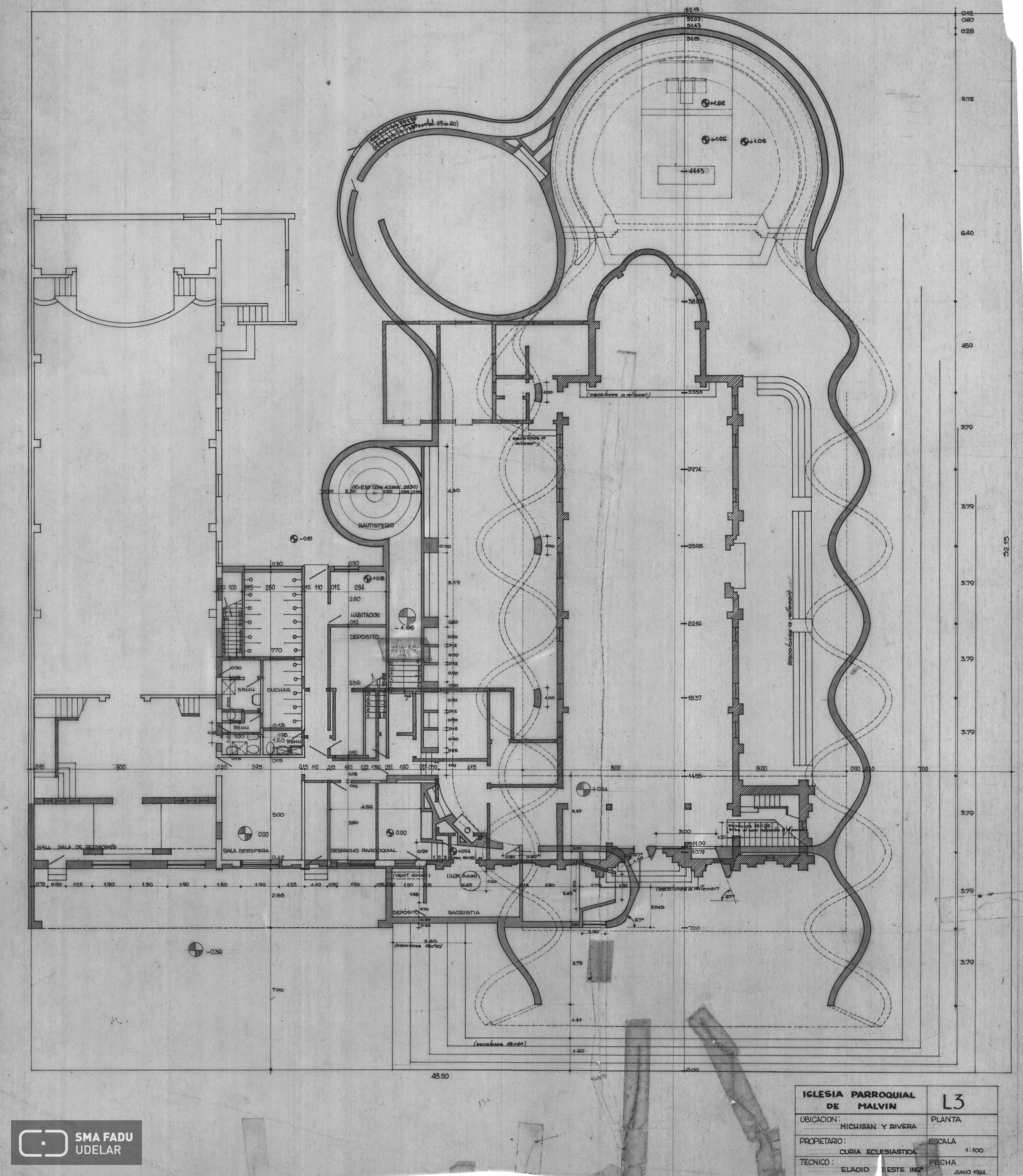 Iglesia de Malvín Nuestra Sra. de Lourdes, Ing. DIESTE Eladio, Montevideo, Uy. 1965-1968. Foto original de Estudio Dieste & Montañez