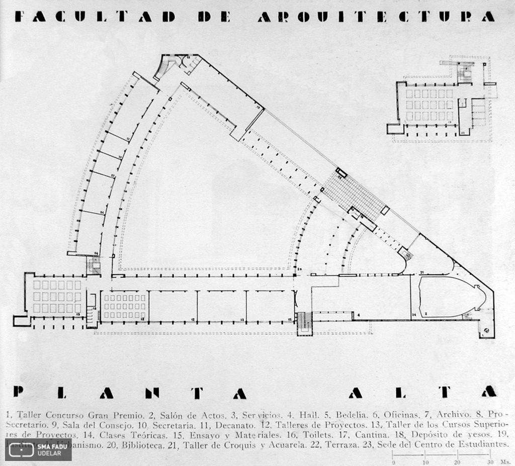 Facultad de Arquitectura, arq. Fresnedo Siri, R., Montevideo, Uruguay, 1938-1946.