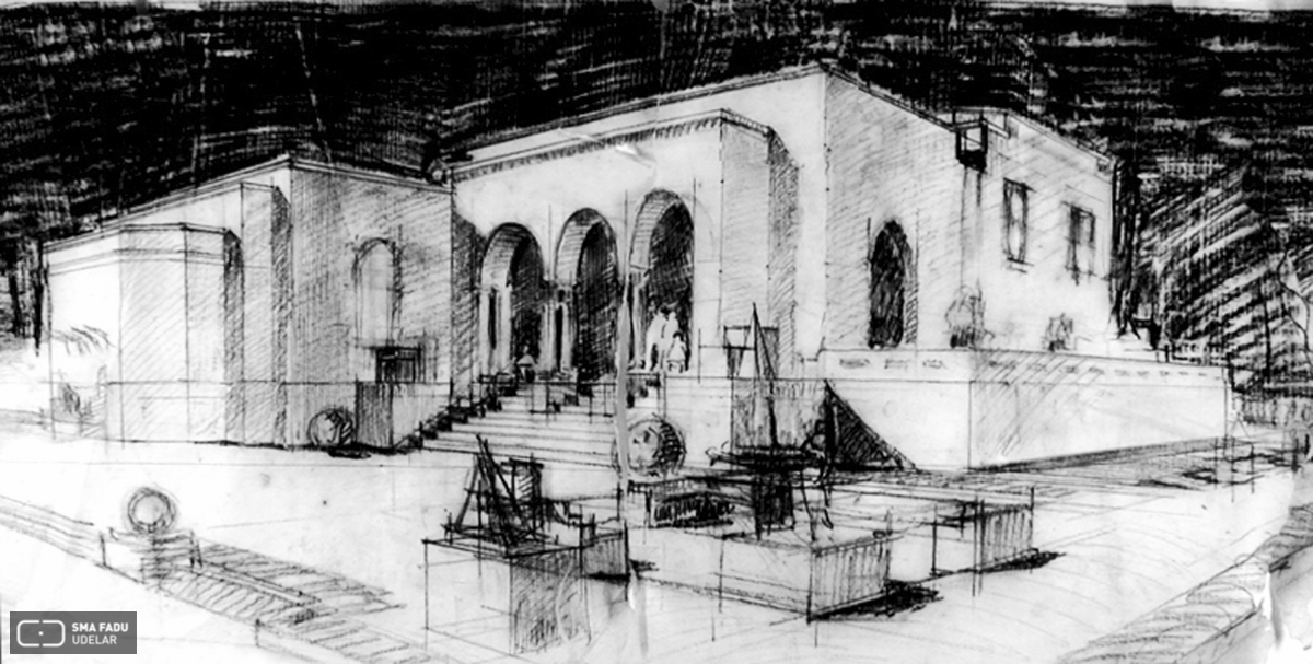 Croquis de Fresnedo Siri, R. Técnica: Carbonilla sobre calco.