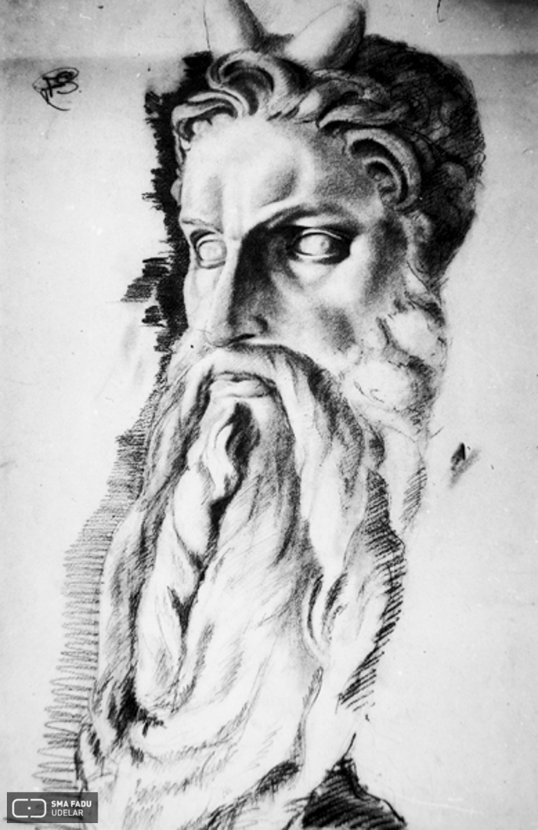Moisés en la Iglesia San Pietro in Vicoli (Italia). Croquis de Fresnedo Siri, R.