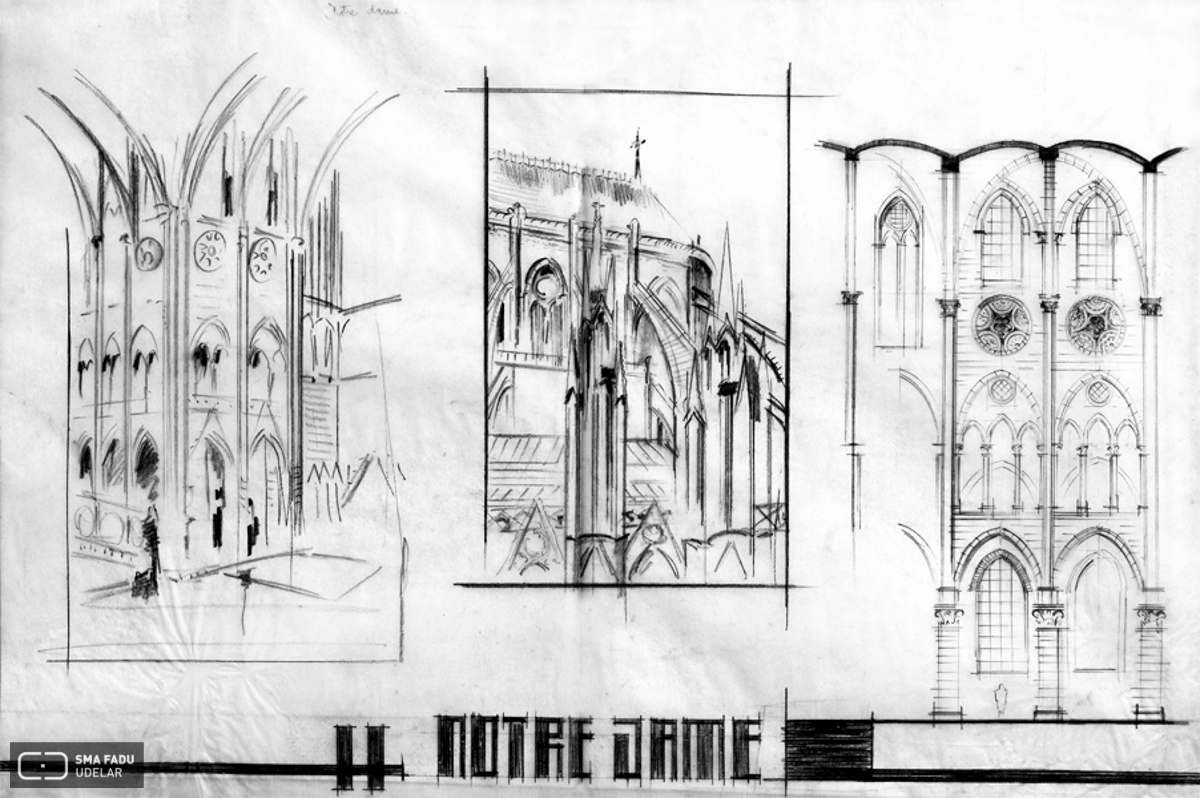 Catedral de Notre Dame (Francia). Croquis de Fresnedo Siri, R.