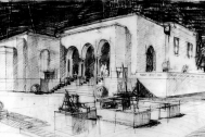 Croquis de Fresnedo Siri, R. Técnica: Carbonilla sobre calco.