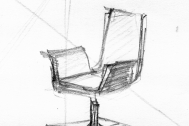 Diseño de silla para oficina. Croquis de Fresnedo Siri, R.