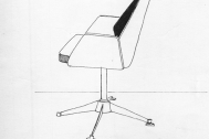 Diseño de butaca para edificio Varig. Croquis de Fresnedo Siri, R.