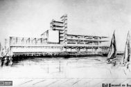 Croquis de Proyecto de Club Nacional de Regatas, arq. Fresnedo Siri, R., 1930.