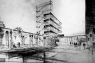 Croquis de Proyecto de Club Nacional de Regatas, arq. Fresnedo Siri, R., 1930.