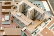Maqueta del proyecto del Hospital Militar, arq. Fresnedo Siri, R., 1974. Montevideo, Uruguay.