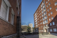 Viviendas de Apartamentos Edificio de Renta del BSE, Arqs. B. ARBELECHE, I. DIGHIE, 1952, Montevideo, Uruguay. Foto: Dané Latchinian, 2014.