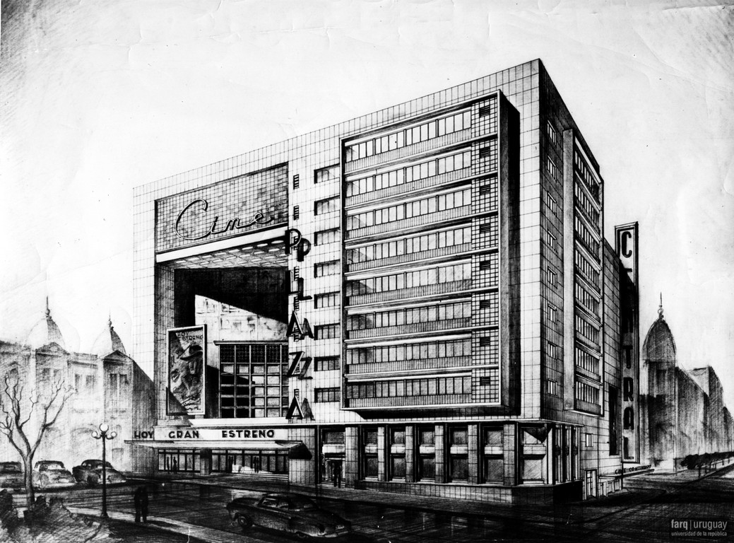 Cines Plaza y Central, arq. LORENTE ESCUDERO, R. , Centro, Montevideo, Uy. 1947. Foto: Archivo SMA Donación Archivo personal del autor.