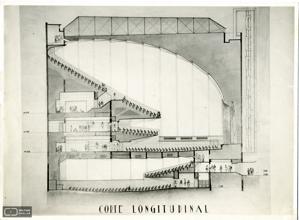 Cines Plaza y Central, arq. LORENTE ESCUDERO, R. , Centro, Montevideo, Uy. 1947. Foto: Archivo SMA Donación Archivo personal del autor.