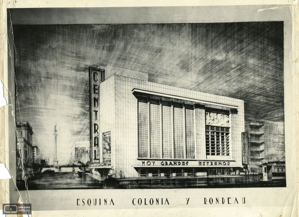 Cines Plaza y Central, arq. LORENTE ESCUDERO, R. , Centro, Montevideo, Uy. 1947. Foto: Archivo SMA Donación Archivo personal del autor.