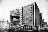 Cines Plaza y Central, arq. LORENTE ESCUDERO, R. , Centro, Montevideo, Uy. 1947. Foto: Archivo SMA Donación Archivo personal del autor.