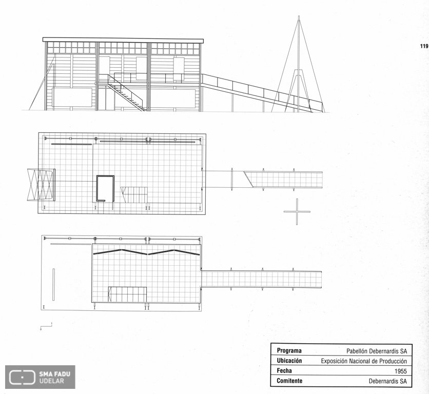 Pabellón Debernardis S.A, arq. LORENTE ESCUDERO, R. , Montevideo, Uy. 1955. Origen: Libro Lorente Escudero. Editorial Agua;m.