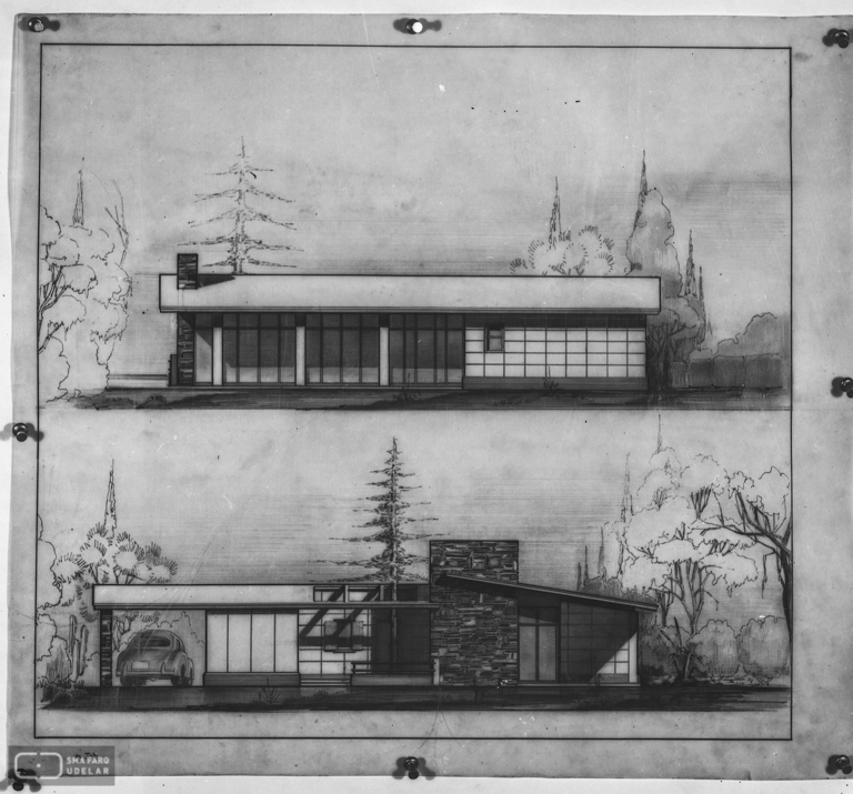 Vivienda Lorente “La Foret ”, arq. LORENTE ESCUDERO, R. , Punta del Este, Maldonado, Uy. 1947. Foto: Archivo SMA, Donación Archivo personal del autor.