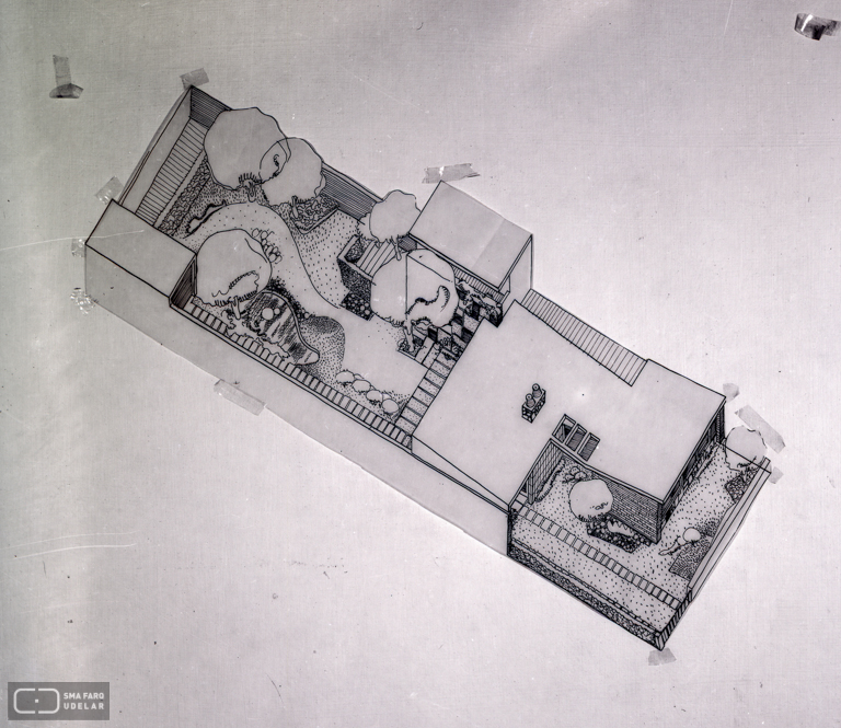 Vivienda Castiglioni, arq. LORENTE ESCUDERO, R. , La Blanqueada, Montevideo, Uy. 1948. Foto: Archivo SMA, Donación Archivo personal del autor.