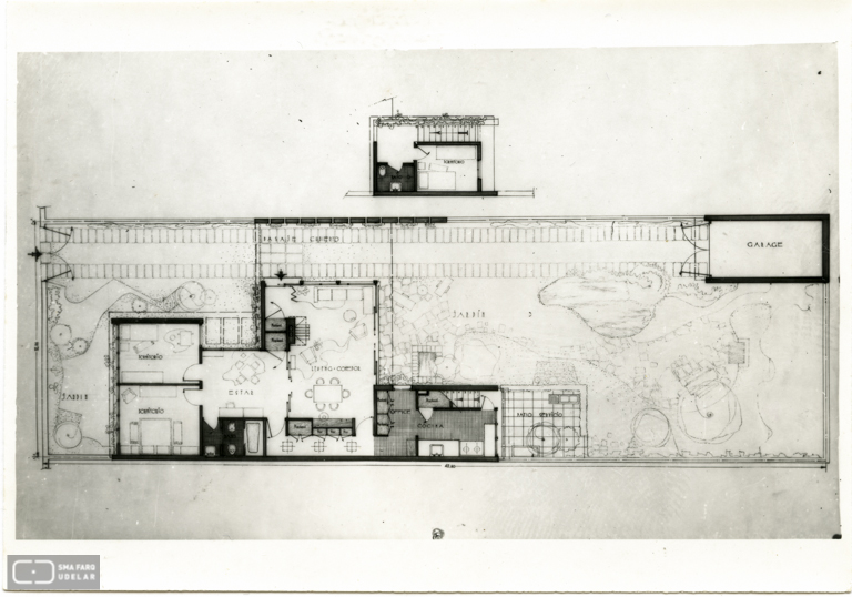 Vivienda Castiglioni, arq. LORENTE ESCUDERO, R. , La Blanqueada, Montevideo, Uy. 1948. Foto: Archivo SMA, Donación Archivo personal del autor.