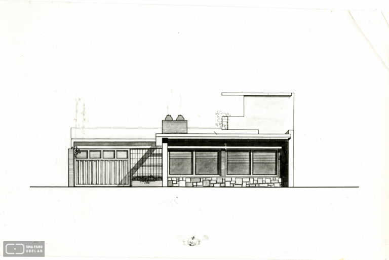 Vivienda Castiglioni, arq. LORENTE ESCUDERO, R. , La Blanqueada, Montevideo, Uy. 1948. Foto: Archivo SMA, Donación Archivo personal del autor.