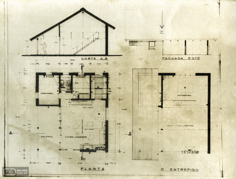 Vivienda Lorente-Mourelle, arq. LORENTE ESCUDERO, R. , Bella Vista, Maldonado, Uy. 1956. Foto: Archivo SMA, Donación Archivo personal del autor.