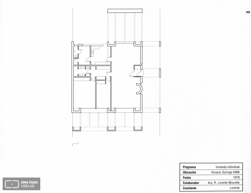 Vivienda Individual Lorente, arq. LORENTE ESCUDERO, R. , Carrasco, Montevideo, Uy. 1979. Origen: Libro Lorente Escudero. Editorial Agua;m.